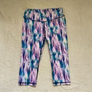 Full Tilt Multi-Color Pink and Blue Crop Leggings